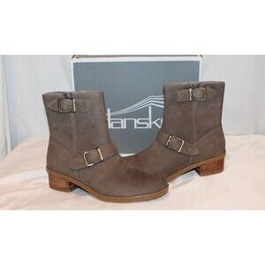 Dansko Women's Delphine Waterproof Nubuck Leather Combat Boots Stone NIB EU 38